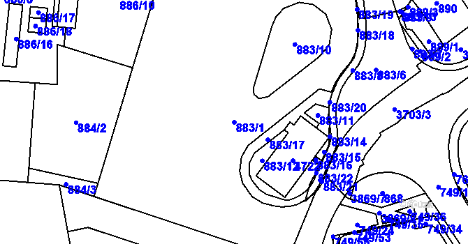 Parcela st. 883/1 v KÚ Žamberk, Katastrální mapa