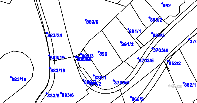 Parcela st. 890 v KÚ Žamberk, Katastrální mapa