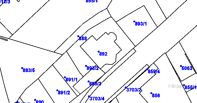 Parcela st. 892 v KÚ Žamberk, Katastrální mapa