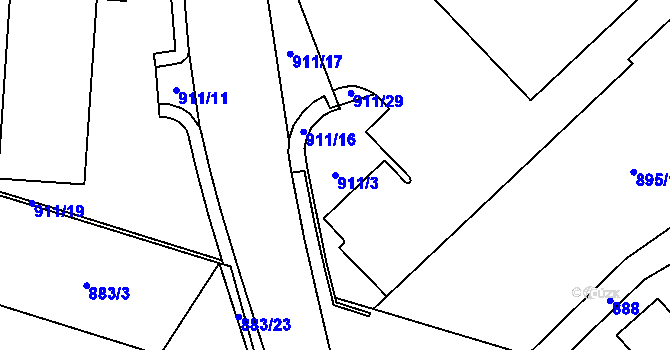 Parcela st. 911/3 v KÚ Žamberk, Katastrální mapa