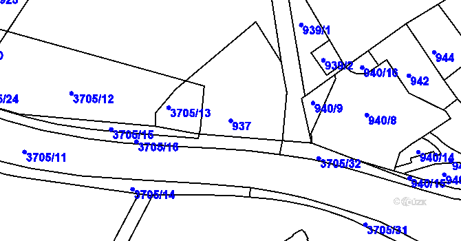 Parcela st. 937 v KÚ Žamberk, Katastrální mapa