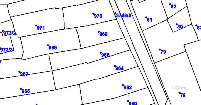 Parcela st. 966 v KÚ Žamberk, Katastrální mapa