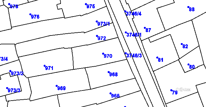 Parcela st. 970 v KÚ Žamberk, Katastrální mapa