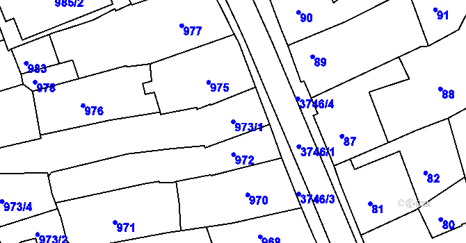 Parcela st. 973/1 v KÚ Žamberk, Katastrální mapa