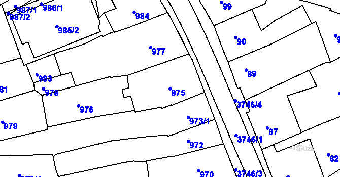 Parcela st. 975 v KÚ Žamberk, Katastrální mapa