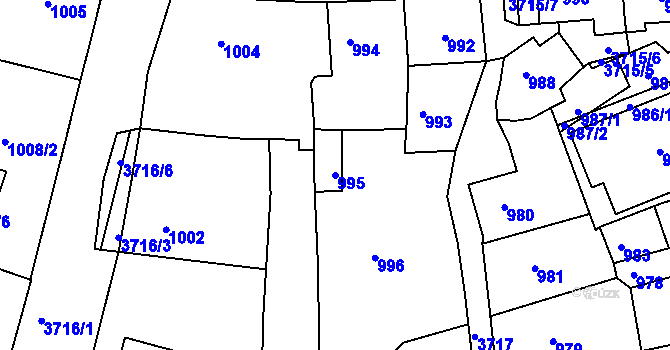 Parcela st. 995 v KÚ Žamberk, Katastrální mapa