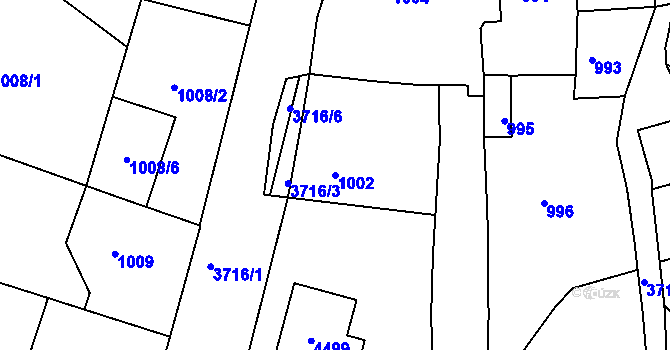 Parcela st. 1002 v KÚ Žamberk, Katastrální mapa