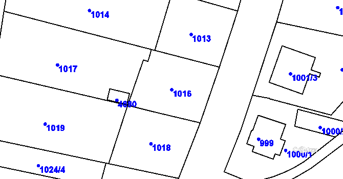 Parcela st. 1016 v KÚ Žamberk, Katastrální mapa