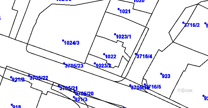 Parcela st. 1022 v KÚ Žamberk, Katastrální mapa