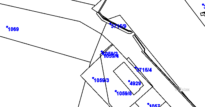 Parcela st. 1059/4 v KÚ Žamberk, Katastrální mapa