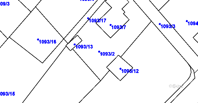 Parcela st. 1093/2 v KÚ Žamberk, Katastrální mapa