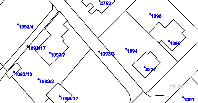 Parcela st. 1093/3 v KÚ Žamberk, Katastrální mapa