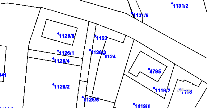 Parcela st. 1124 v KÚ Žamberk, Katastrální mapa