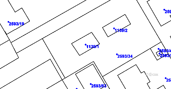 Parcela st. 1139/1 v KÚ Žamberk, Katastrální mapa