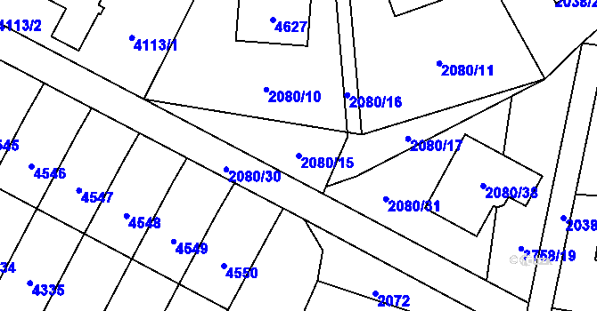 Parcela st. 2080/15 v KÚ Žamberk, Katastrální mapa