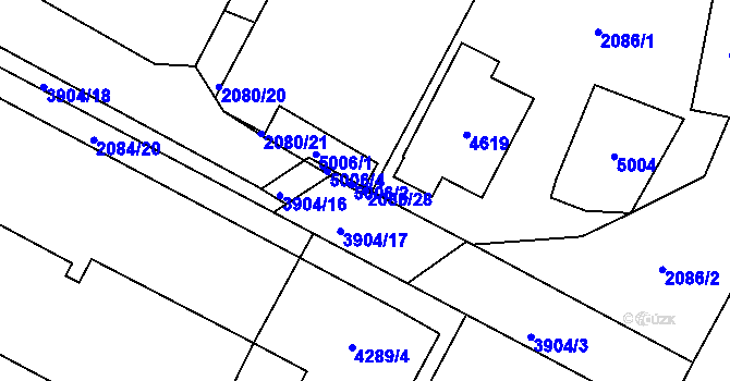 Parcela st. 2080/28 v KÚ Žamberk, Katastrální mapa