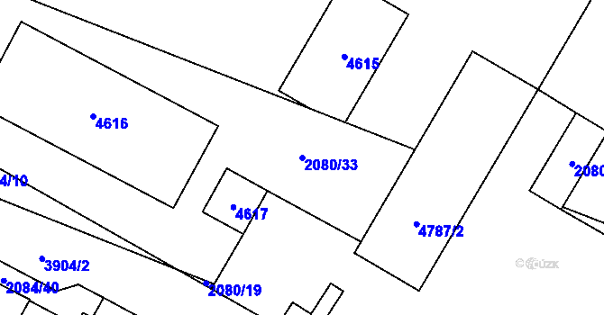 Parcela st. 2080/33 v KÚ Žamberk, Katastrální mapa