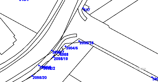 Parcela st. 2098/18 v KÚ Žamberk, Katastrální mapa