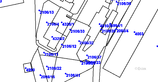 Parcela st. 2106/32 v KÚ Žamberk, Katastrální mapa