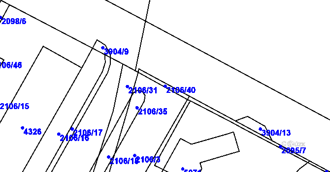 Parcela st. 2106/40 v KÚ Žamberk, Katastrální mapa