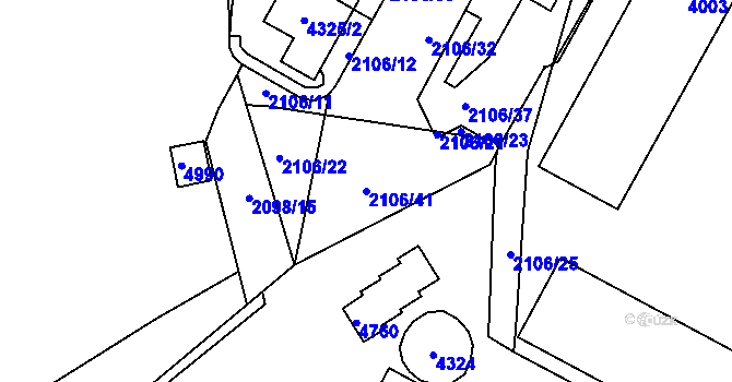 Parcela st. 2106/41 v KÚ Žamberk, Katastrální mapa