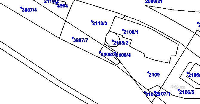 Parcela st. 2108/3 v KÚ Žamberk, Katastrální mapa
