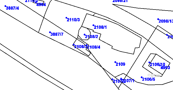Parcela st. 2108/4 v KÚ Žamberk, Katastrální mapa