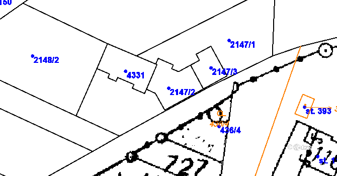 Parcela st. 2147/2 v KÚ Žamberk, Katastrální mapa