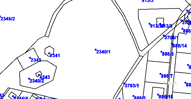 Parcela st. 2340/1 v KÚ Žamberk, Katastrální mapa