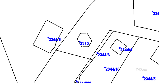 Parcela st. 2343 v KÚ Žamberk, Katastrální mapa
