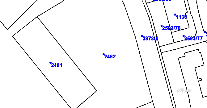 Parcela st. 2482 v KÚ Žamberk, Katastrální mapa
