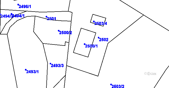 Parcela st. 2500/1 v KÚ Žamberk, Katastrální mapa