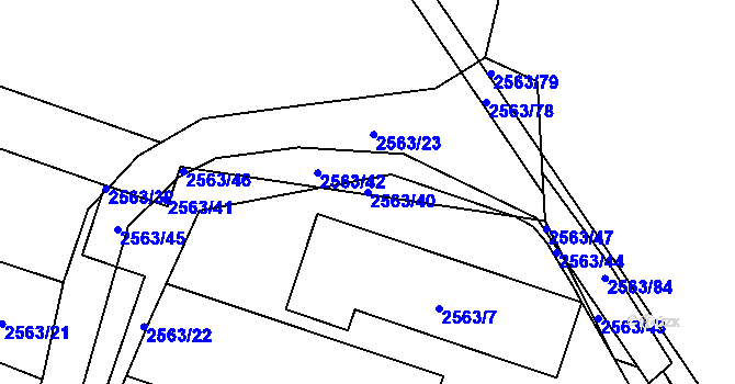 Parcela st. 2563/40 v KÚ Žamberk, Katastrální mapa