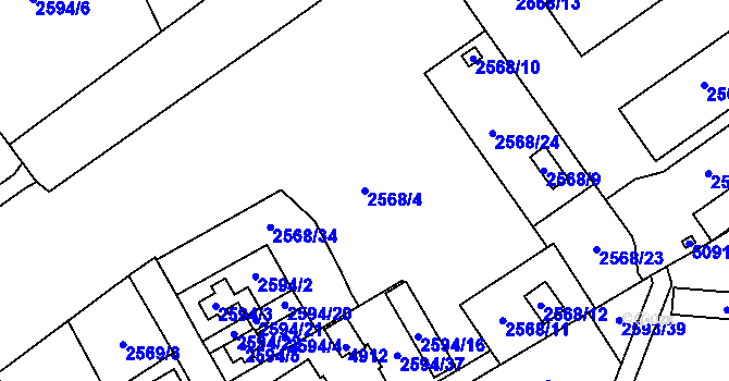 Parcela st. 2568/4 v KÚ Žamberk, Katastrální mapa