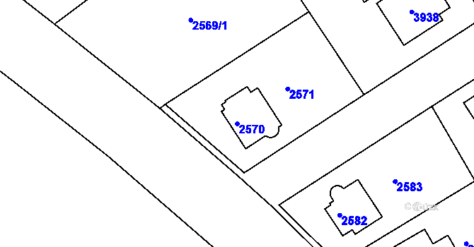 Parcela st. 2570 v KÚ Žamberk, Katastrální mapa