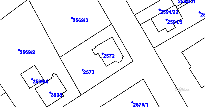 Parcela st. 2572 v KÚ Žamberk, Katastrální mapa