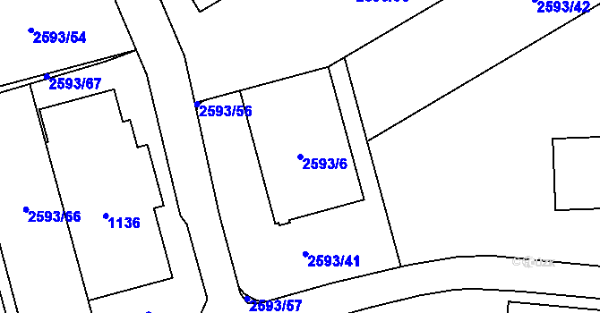 Parcela st. 2593/6 v KÚ Žamberk, Katastrální mapa