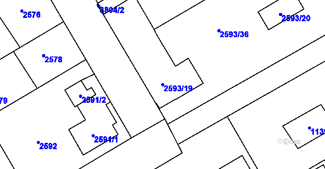 Parcela st. 2593/19 v KÚ Žamberk, Katastrální mapa