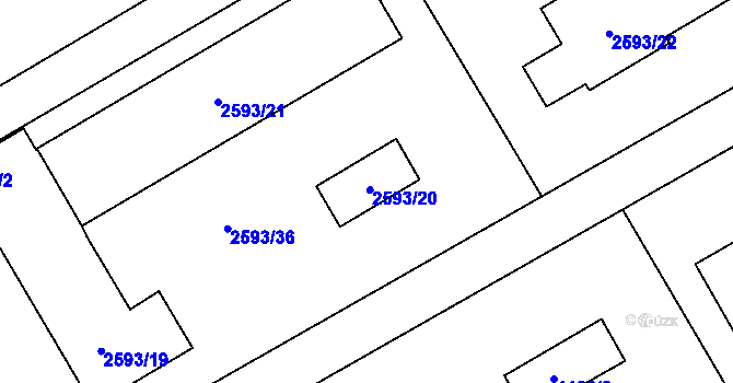 Parcela st. 2593/20 v KÚ Žamberk, Katastrální mapa
