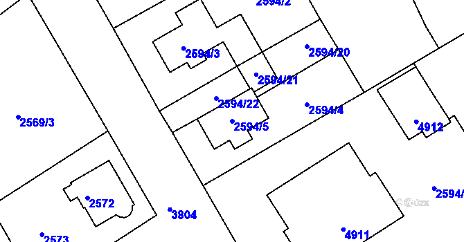 Parcela st. 2594/5 v KÚ Žamberk, Katastrální mapa