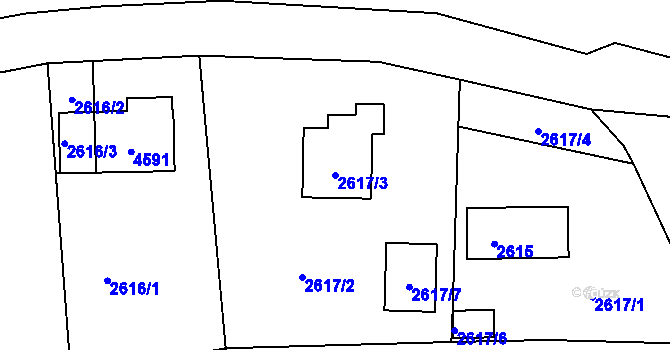 Parcela st. 2617/3 v KÚ Žamberk, Katastrální mapa