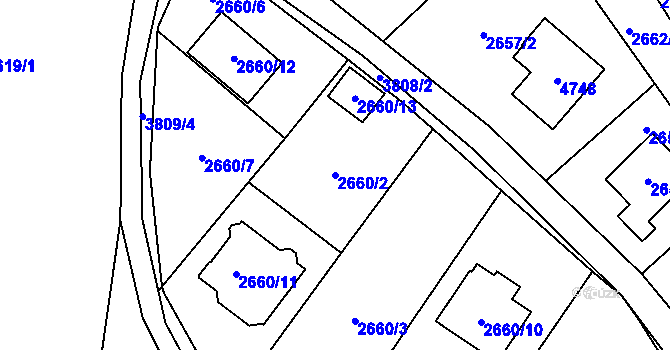 Parcela st. 2660/2 v KÚ Žamberk, Katastrální mapa
