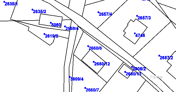 Parcela st. 2660/6 v KÚ Žamberk, Katastrální mapa