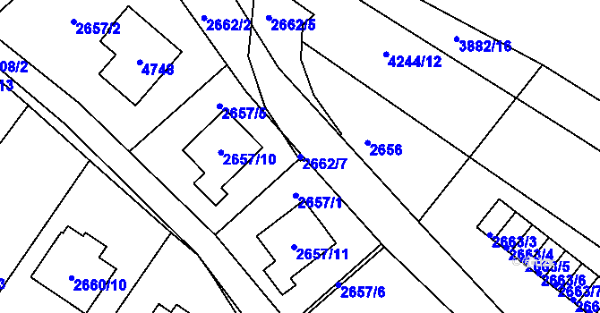 Parcela st. 2662/7 v KÚ Žamberk, Katastrální mapa