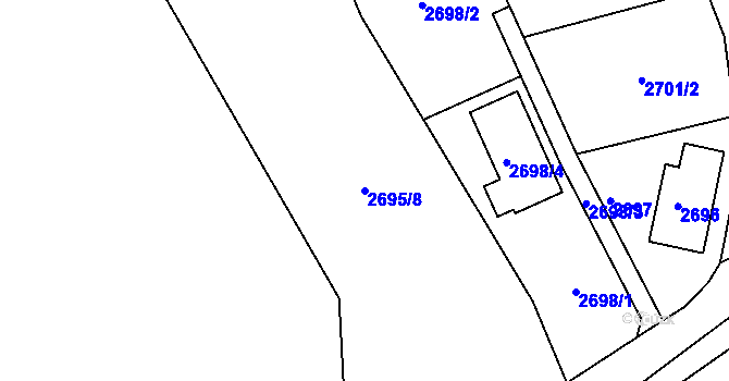Parcela st. 2695/8 v KÚ Žamberk, Katastrální mapa