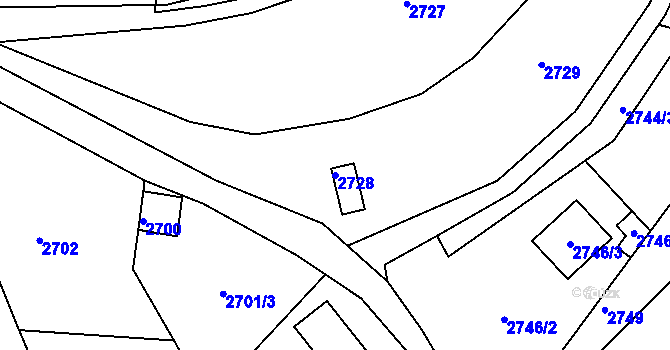 Parcela st. 2728 v KÚ Žamberk, Katastrální mapa