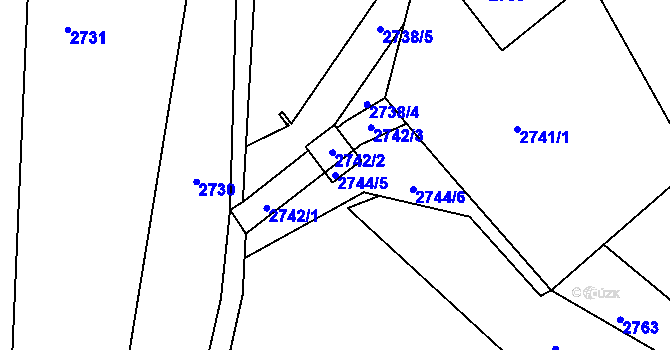 Parcela st. 2744/5 v KÚ Žamberk, Katastrální mapa