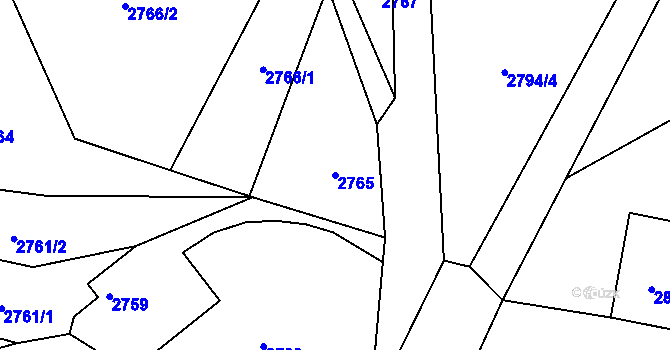 Parcela st. 2765 v KÚ Žamberk, Katastrální mapa
