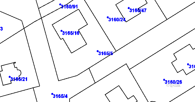 Parcela st. 3165/5 v KÚ Žamberk, Katastrální mapa