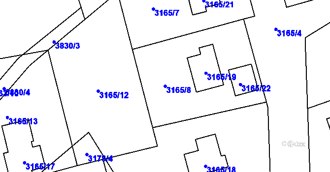 Parcela st. 3165/8 v KÚ Žamberk, Katastrální mapa
